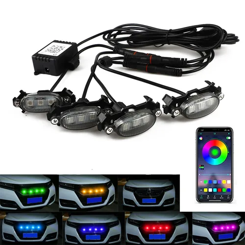 Lámpara LED para parrilla de coche, Kits de lámparas coloridas RGB estilo Raptor, herramienta de luz de Control inalámbrico para Tacoma TRD Pro2016-2021
