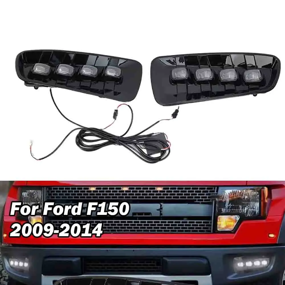 Luces LED de circulación diurna con intermitente, lámpara antiniebla amarilla, DRL, para Ford Raptor SVT F150, 2009, 2010, 2011, 2012, 2013, 2014, 1 Juego