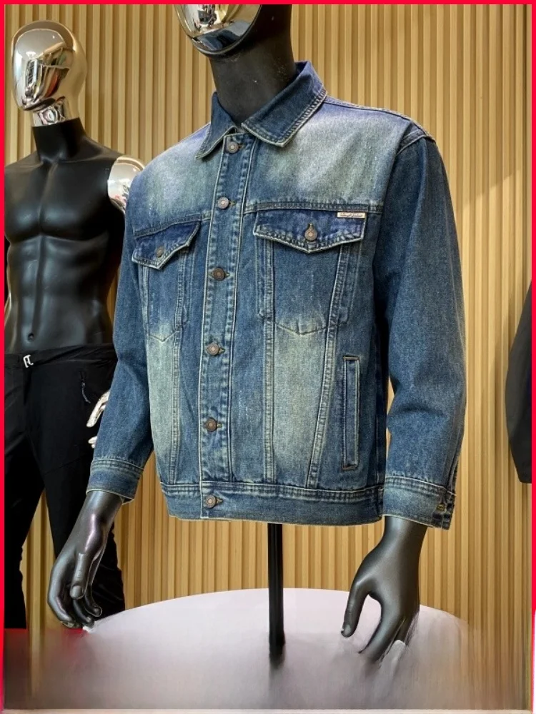 

Retro Waed American Casual Sle Men's Collared Breathable Denim Jaet Autumn New Arrival Youth Trend Long Sve Windproof
