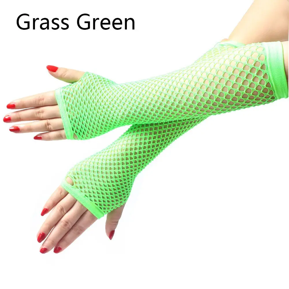 أزياء حلي الشرير القوطي السيدات ديسكو شبكة صيد السمك قفازات الجوف خارج القفازات أصابع #1