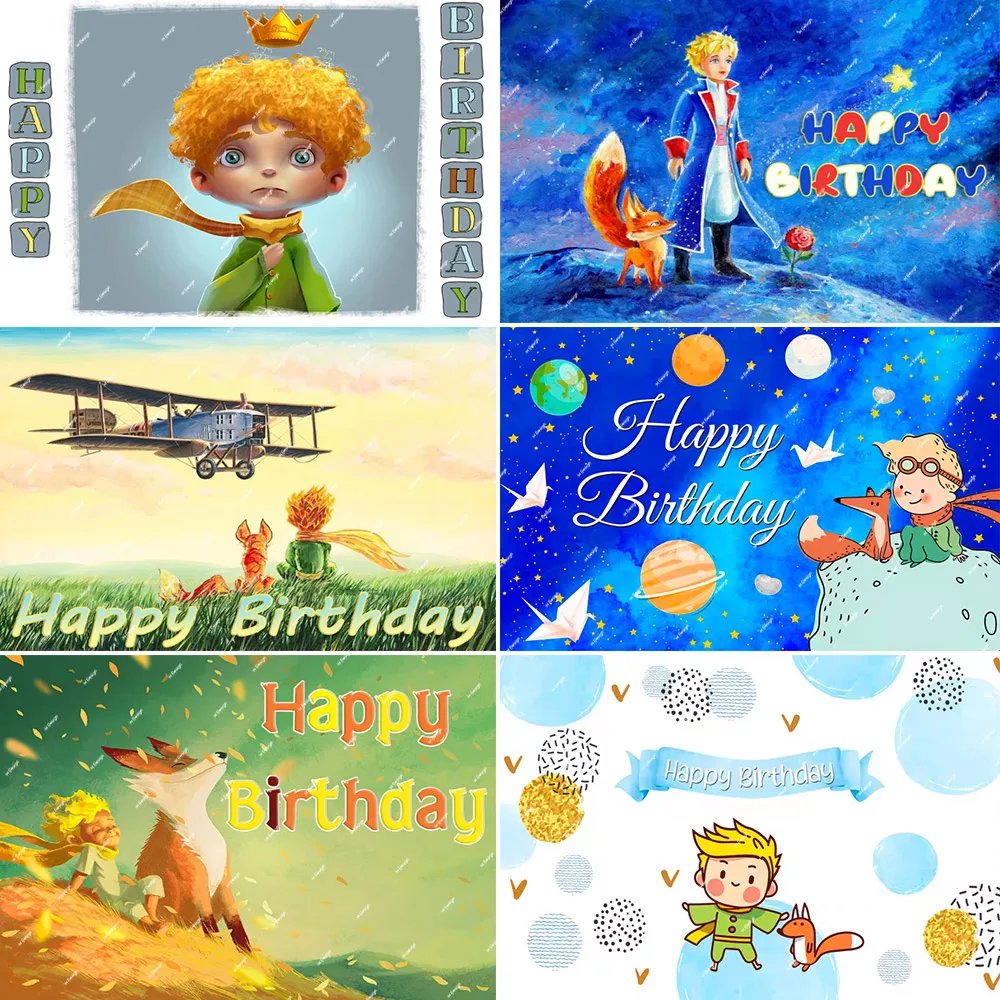 

Little Prince Background for Kids Young Birthday Party Decor Rose Moon Space Meteorite Baby Photography Background Custom Banner