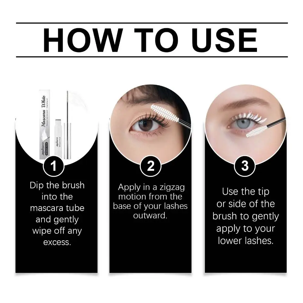 White Mascara-Thick, Lengthened, Curling Waterproof Mascara, Suitable for All Skin Types-Anti-Smudge