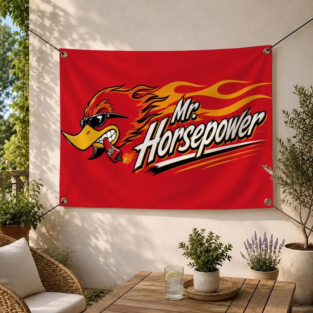 Automotive  Mr. Horsepower Flags Flag Soft skin-friendly Durable Outdoor party Home living room bedroom Decoration