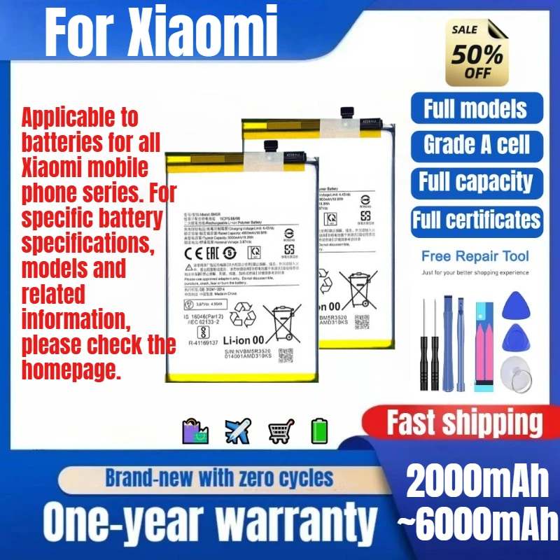 

For Xiaomi Poco Series Poco F1/F2 Pro/F3/F4/F5/X3 GT/M2/M3/M4/M5/M6 Phone Battery high quality replacement Bateria with tools