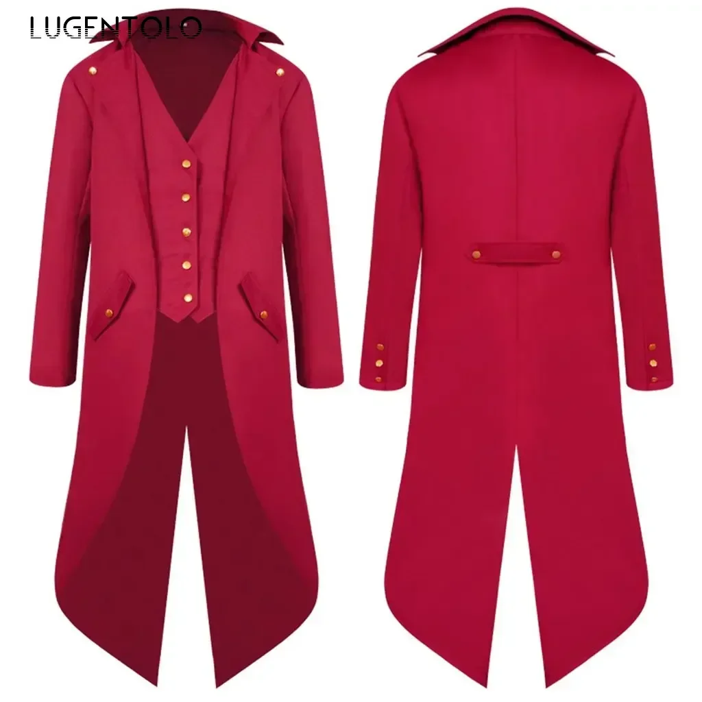 Men Medieval Steampunk Coat Vintage Tuxedo Halloween Cosplay Costume Tailcoat Male Renaissance Single-breasted Long Jacket