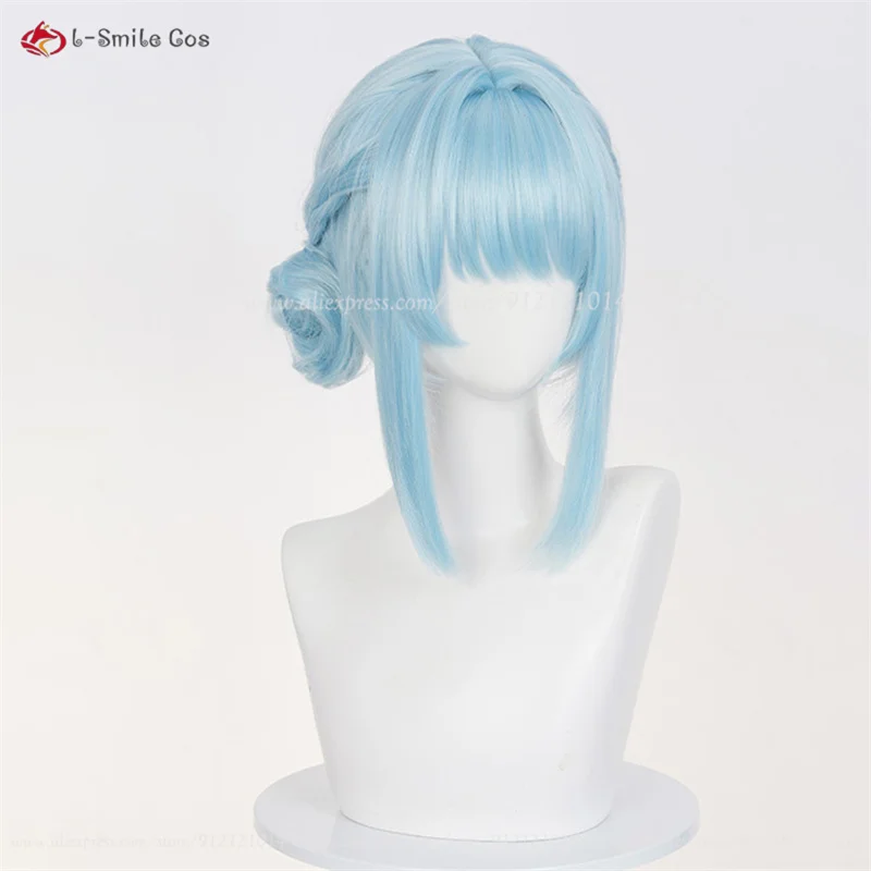 Ineffa Cosplay perruque bleu clair 40 cm perruques courtes résistant à la chaleur cheveux synthétiques pour femmes Costumes Anime Cosplay perruques Halloween