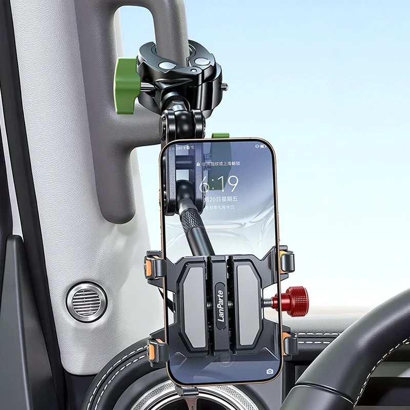 LanParte Metalowy uchwyt samochodowy na telefon z pięcioma pazurami Uchwyt na telefon do pojazdów terenowych z adsorpcją próżniową do smartfonów o przekątnej 6,1-7,2 cala — zdjęcie produktu 4