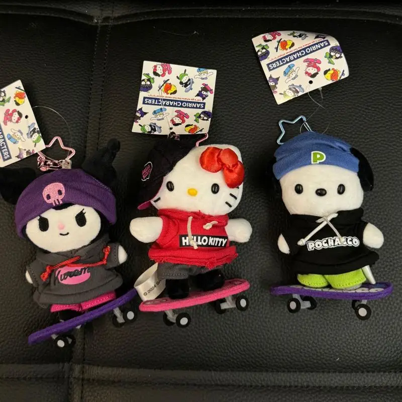 2025 neue Cartoon Roller Hallo Kitty Tasche Anhänger Kuromi Pochacco Plüsch Puppe Schlüsselbund Mädchen Rucksack Reißverschluss Plüsch Dekoration Geschenke
