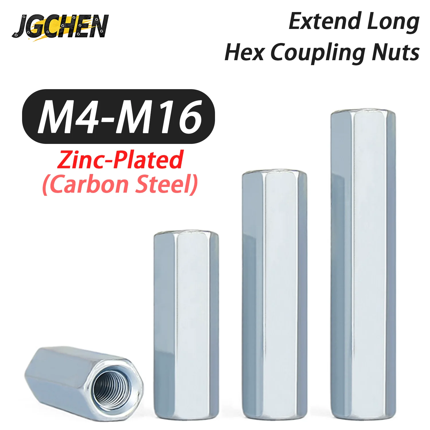 

Extend Long Hex Coupling Nut M4 M5 M6 M8 M10 M12 M14 M16 Zinc-Plated Carbon Steel Standoff Rod Connector Nuts for Bolts Studs