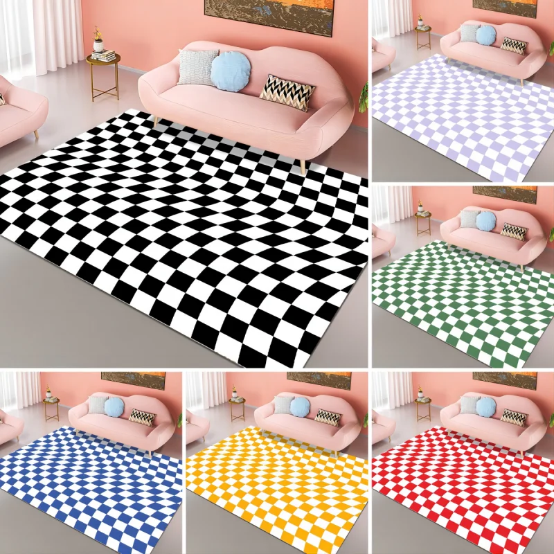 Checkerboard Pattern Carpet Kitchen Foot Soft Mats for House Living Room Bedroom Hotel Decoration Bedside Sofa Coffee Table Rugs