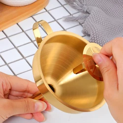 1PC Stainless Steel Rainbow Kitchen Oil Liquid Metal Funnel with Detachable Filter/Strainer for Bottle Canning Kitchen Tools