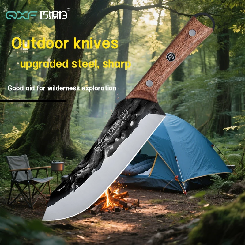 【Venda quente】Faca de açougueiro de aço damasco para cozinha, forjada à mão, borda, ferramenta profissional de processamento de carne