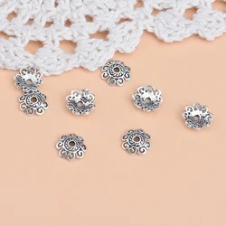 10pcsHandmade diy beading material accessories S925 sterling silver silver silver silver 6mm Retro Floral spacer beads