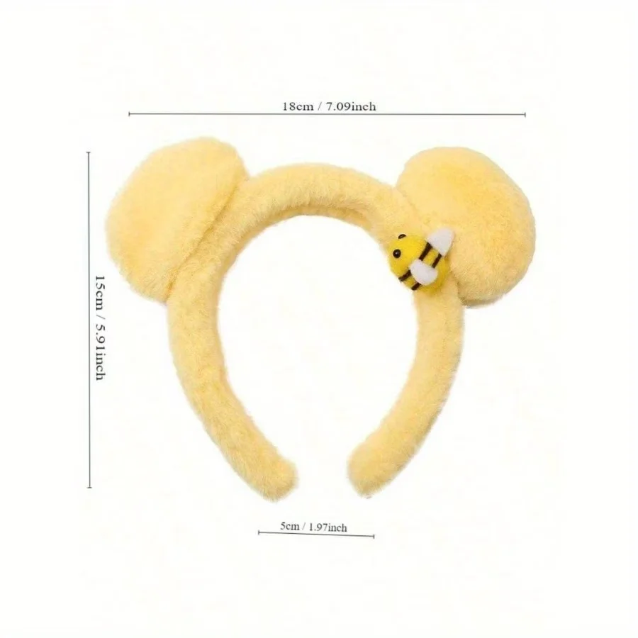 Damen-Haarbänder - Weiche Gelbe Bienen- und Bärenohren-Haarbänder, Niedliche Tier-Party-Accessoires, Geeignet für Festivals und Veranstaltungen – Detail 4