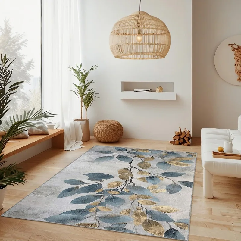 Vibrant Printed Carpet Abstract Oil Painting Colorful Floral Art Large Floor Rug for Living Room Bedroom Indoor Western Home