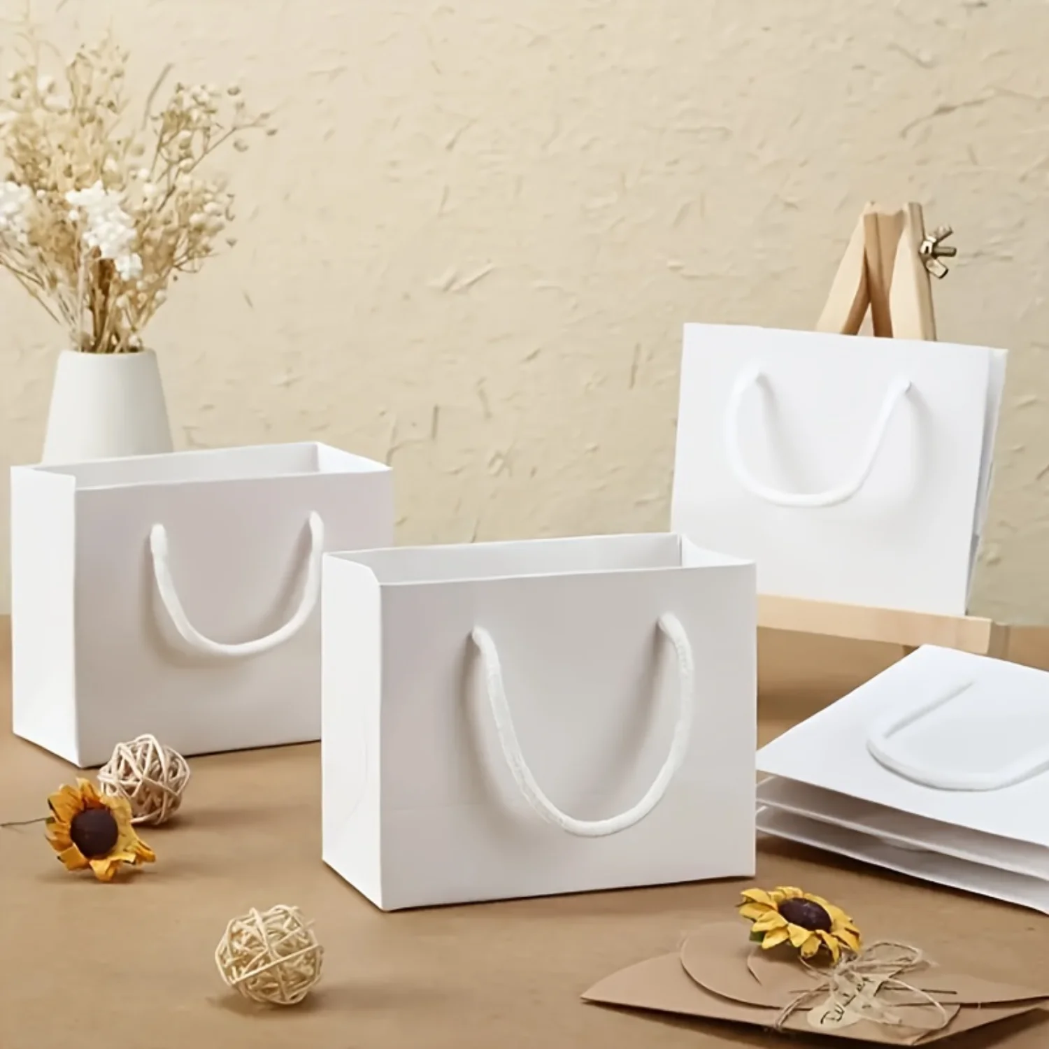 15-Piece White Gift Bags With Handles - Perfect For Birthdays, Weddings & Festivals - 4.72