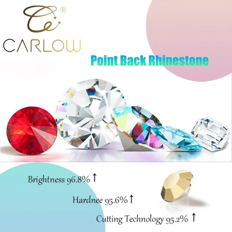 CARLOW Glänzende ss6-ss20 Glas-Pointback-Strasssteine, mehrfarbige Steine für DIY-Nagelkunst-Dekoration – Detail 1