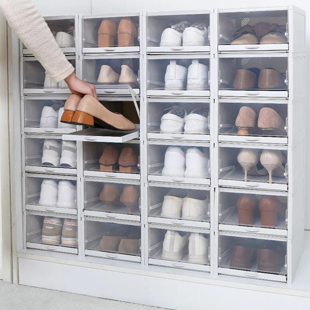 

3Pcs Shoe Storage Box Transparent Plastic Drawer Type Stackable Organizer for Shoes Belts Scarves Socks Cosmetics Fashion