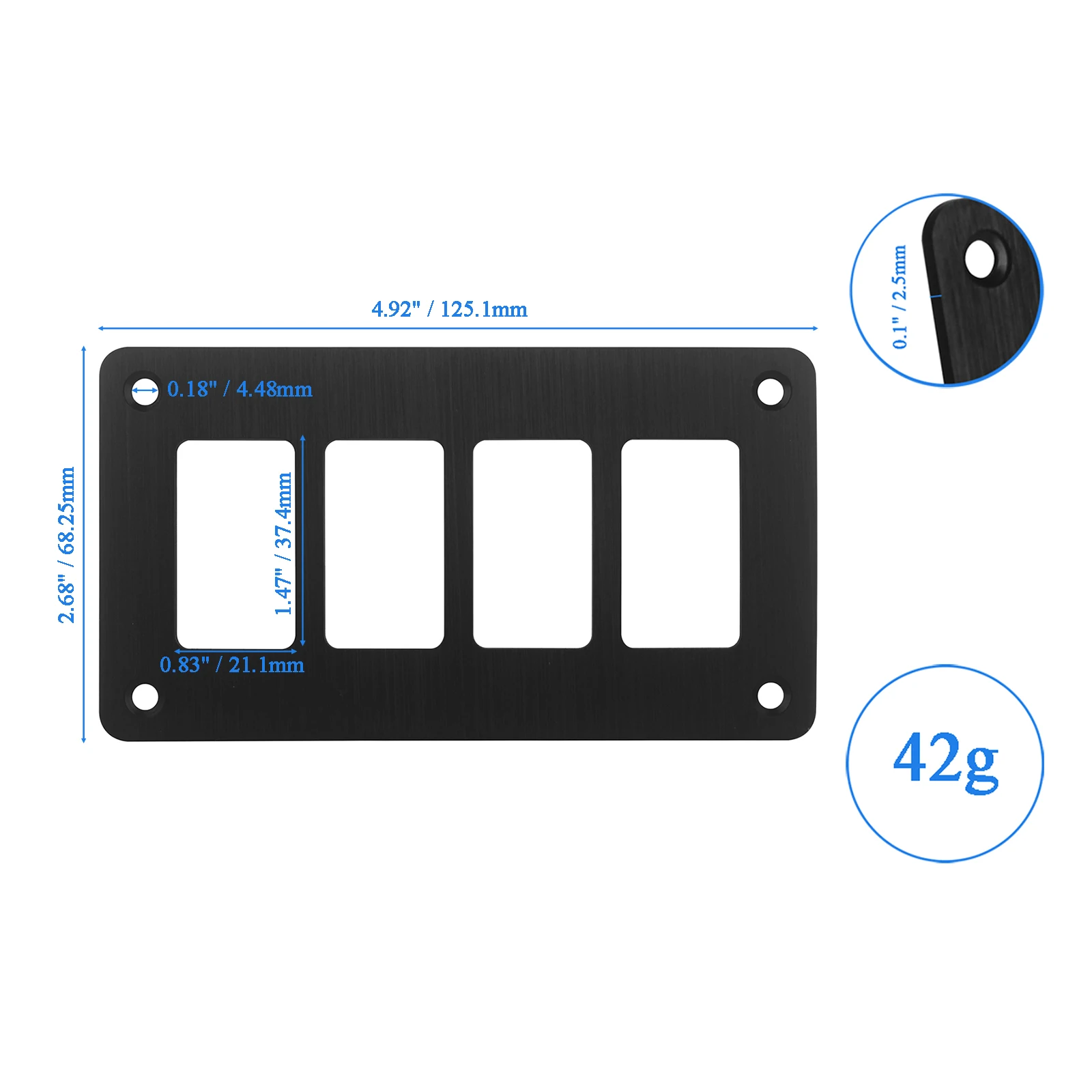 1 / 2 / 3 / 4 / 6 / 8 Gang Rocker Switch Housing Frame for Carling ARB NARVA (37mm x 21mm) Dashboard Panel Installing Aluminum