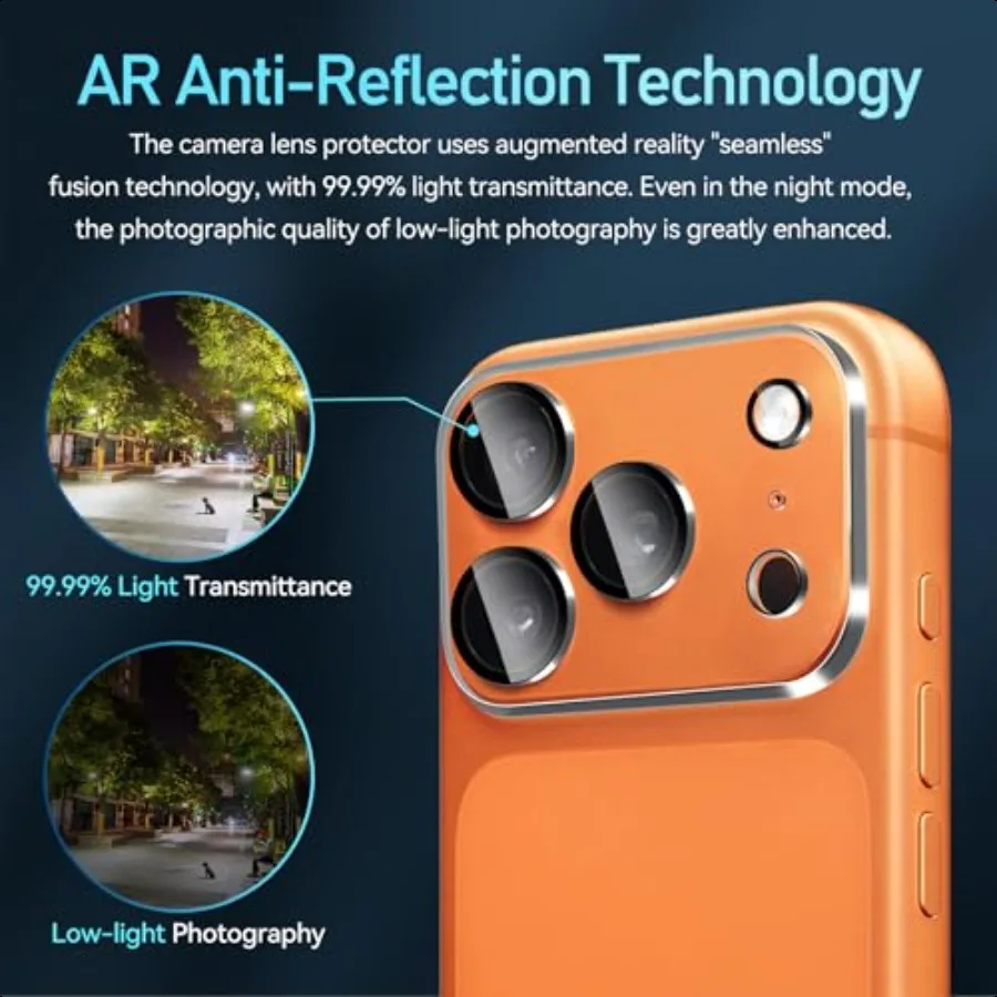 4 sztuki folii ochronnych na obiektyw aparatu do iPhone'a 17 Pro Max 6.9'' Folia ochronna ze szkła hartowanego [Kompatybilna z etui][Nowa wersja] do iPhone'a