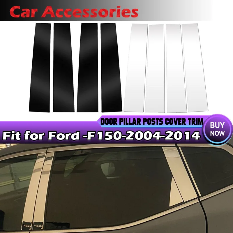 Fit for Ford F-150 F150 2004-2014 Paino Piano Black Pillar Post Door Moulding Trim Window Sticker Decorativer Cover Protector