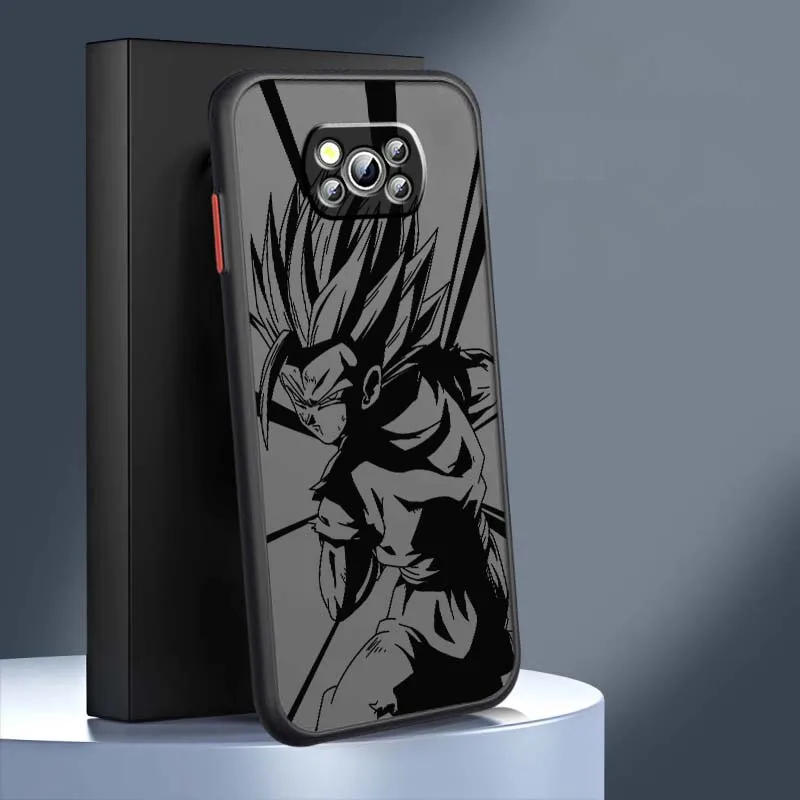 كول لعبة دراغون بول خط الفن قضية الهاتف ل Xiaomi Poco X6 X5 X4 X3 M6 M5s M5 M4 M3 F6 F5 F4 F3 Pro 5G متجمد شفافة