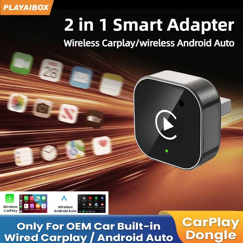 2In1 Wireless CarPlay Android Auto Adapter USB Dongle Smart Mini Box Plug And Play 5G WIFI Bluetooth For Jeep Audi MG Kia VW