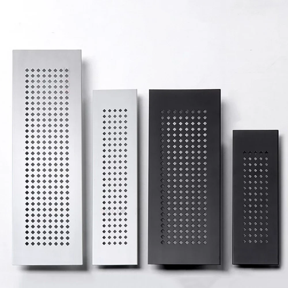 1Pcs Black Aluminium Alloy Vents Rectangular Ventilation Grille Vents Wardrobe Shoe Cabinet Ventilation Grid Closet Hardware
