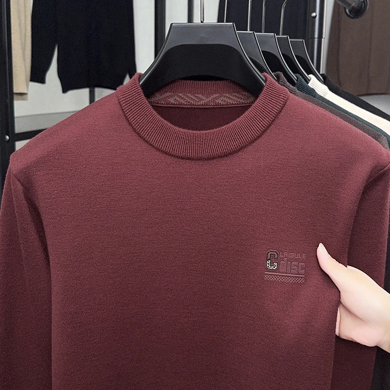 Новый бархатный утолщенный мужской свитер с норковой вышивкой, бархатный теплый свитер с полувысоким воротником