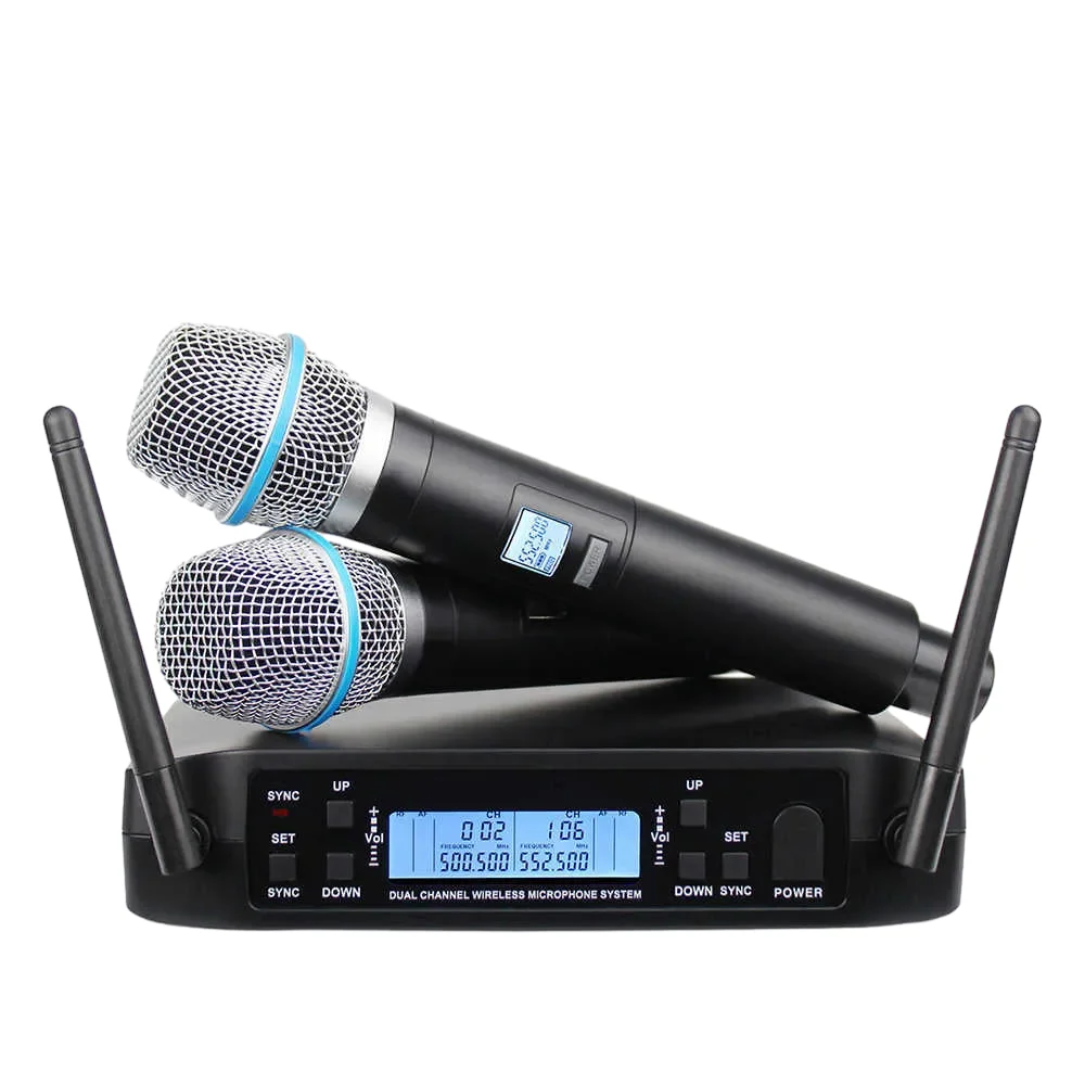 GLXD4 GLXD24 BETA87 BETA87A FM UHF Dual Wireless Microphone System Stage Peormances Dynamic 2 Channel 2 Handhelds