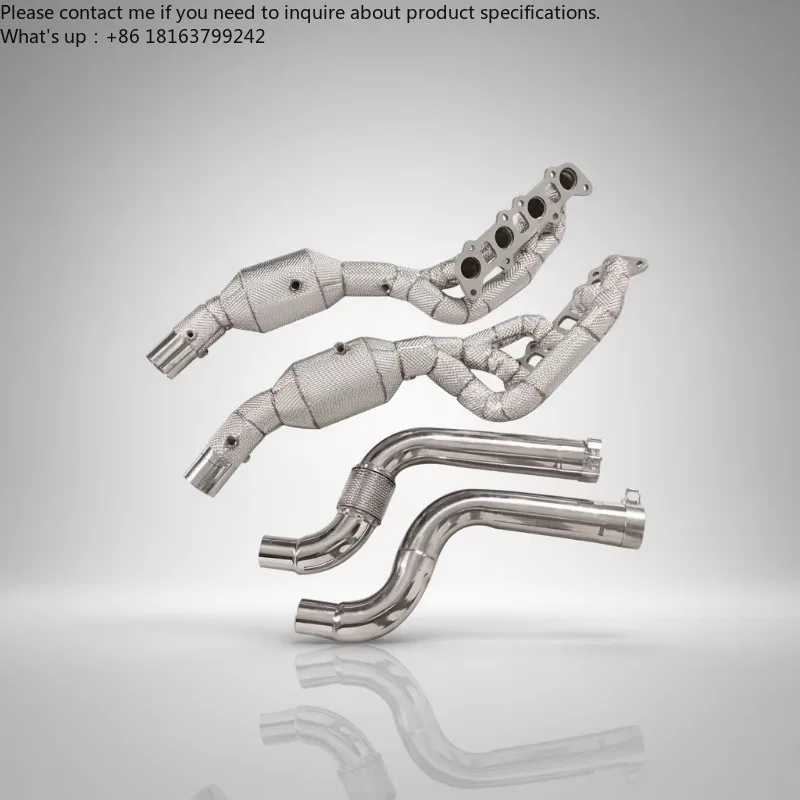 ING Stainless Steel Header Exhaust with Heat Shield for  Ford Mustang GT 5.0 Direct Bolt-On Tuning Exhausted Systems Wholesale