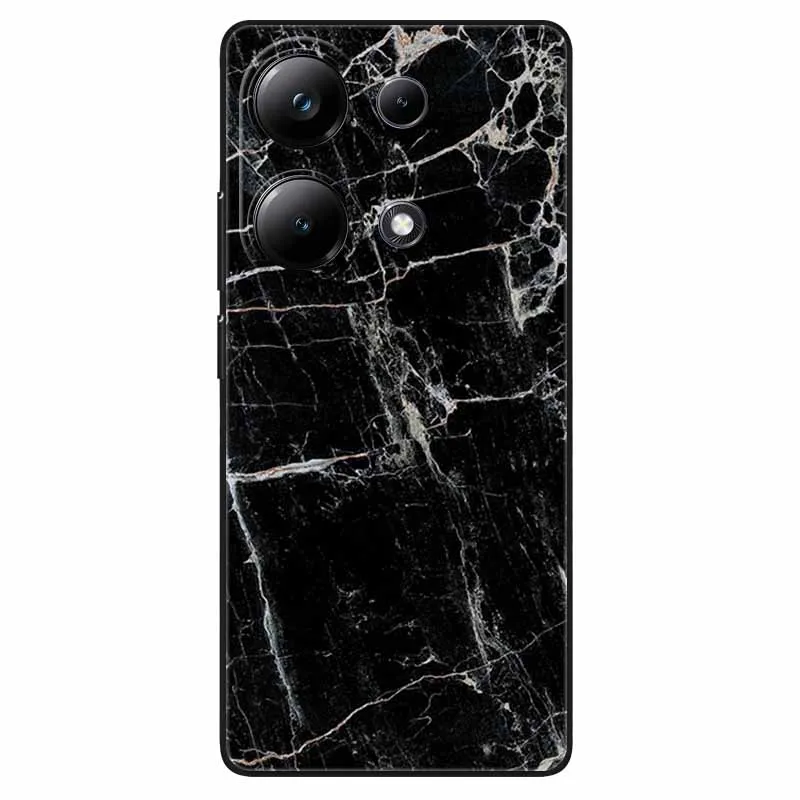 For Poco M6 Pro 4G Case Fashion Marble Silicon Black Cover for Xiaomi Poco M6Pro 4G Phone Case M 6 Pro Soft Shells PocoM6Pro 4G