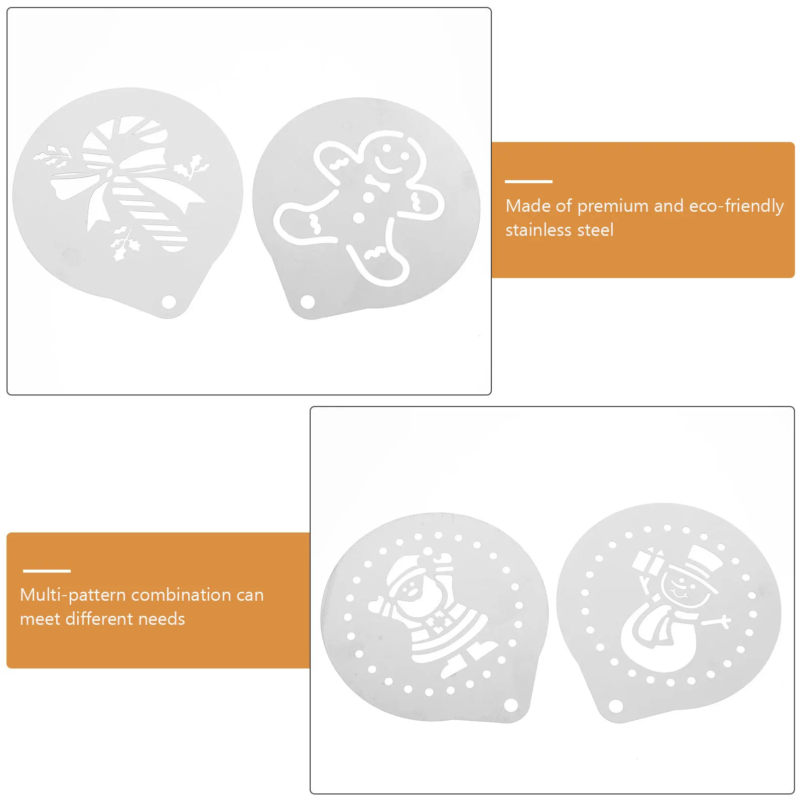 

6Pcs Eco-Friendly Coffee Stencils Art Templates for Home Kitchen Cafe Silver Decorative Molds Coffee Art Stencils