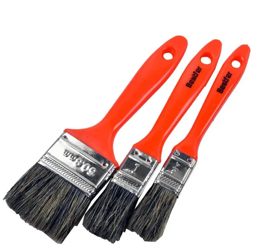 Kit 3 Pincéis com Cabo Plástico para Limpeza e Detalhes