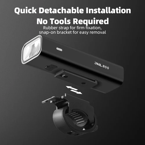 Imagen 2 del producto ROCKBROS Bicicleta Luz delantera 200-800LM Brillante Ligero IPX6 Impermeable Tipo-C Cabezal de carga Luz de bicicleta Accesorios de bicicleta