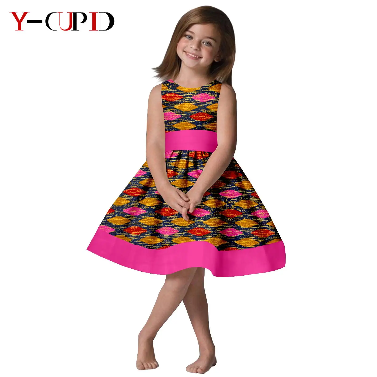 

Summer African Clothes Dashiki Cotton Sleeveless Print Dresses Baby Girl Outfits Bazin Riche Children Ankara Outwear 2445005