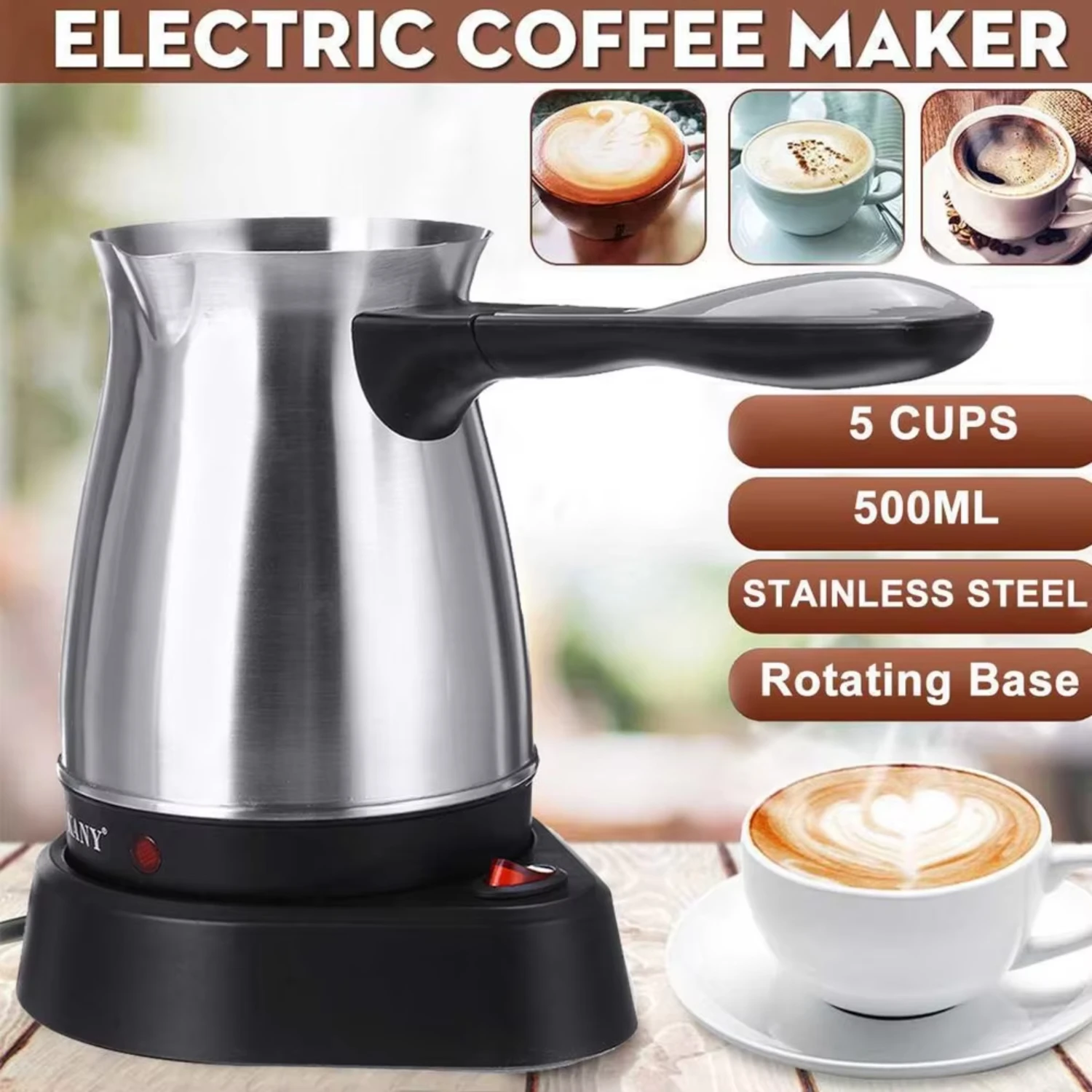 Cafetera griega turca de acero inoxidable de 220V, olla Moka, máquina de 5 tazas 2023