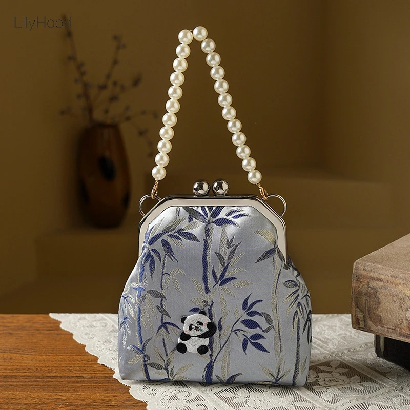 

Women Vintage Kawaii Cute Chinese Panda Small Size Mobile Phone Shoulder Bag 2025 Lolita Evening Retro Chic Kisslock Side Bag