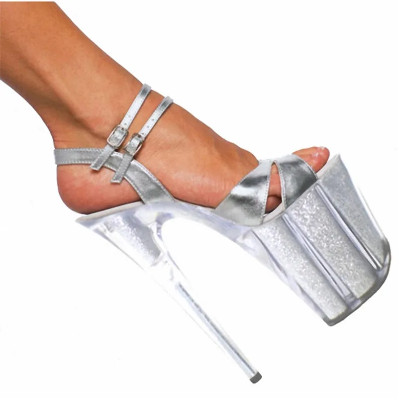 

Сексуальные туфли на каблуке 20 см, соблазнительные серебряные прозрачные туфли на яркой подошве и босоножки 8 дюймов, пикантные женские модные туфли ручной работы на высоком каблуке