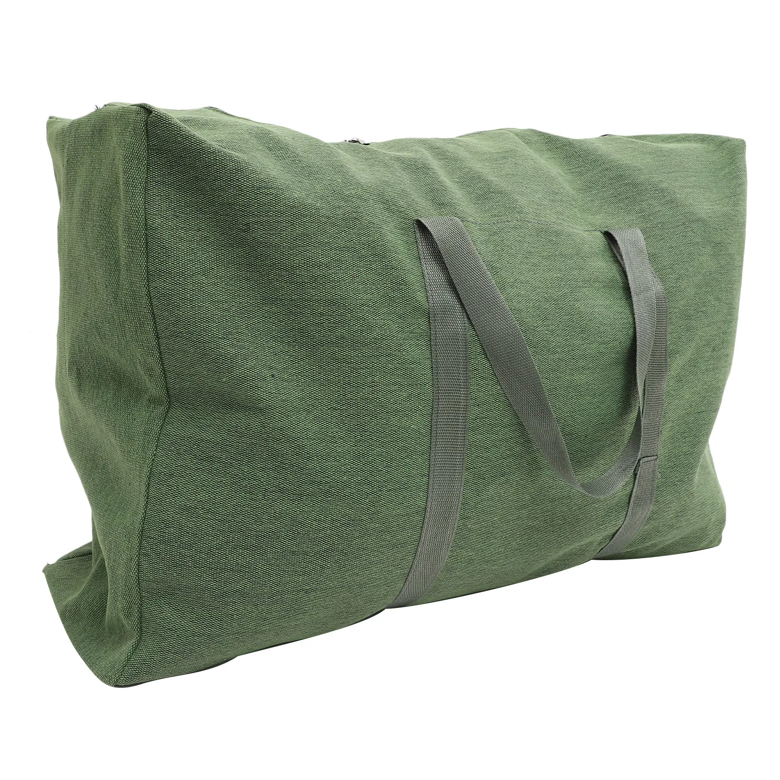 

Large Capacity Travel Duffle Bag Canvas Olive Green Smooth Zipper Handle Luggage Storage Sports Weekender Quilt Bag