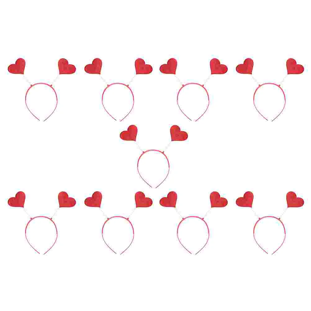 

9 Pcs Red Heart Headband Decorative Party Hair Hoops Female Girl Valentine's Day Headbands Cute Lovely Themed