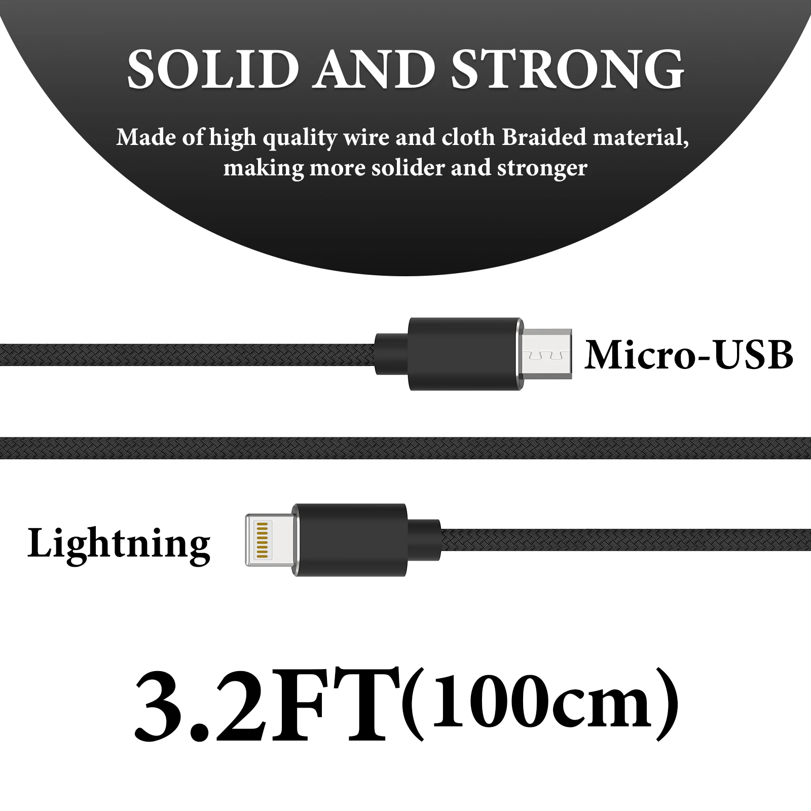 Geekria for Creators Micro USB to Lightning Microphone Cable 3.3 ft / 100 CM, Compatible with Shure MV7, MV88+, MV5, MV51, MVi