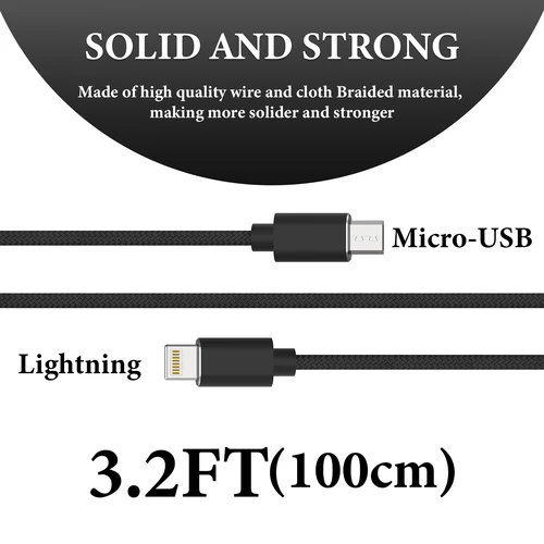 Imagen 2 del producto Geekria para Creators Cable Micro USB a Lightning para Micrófono 3,3 pies / 100 CM, Compatible con Shure MV7, MV88+, MV5, MV51, MVi