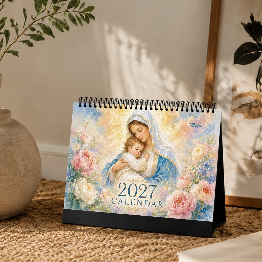 1pc 2027 Madonna-themed Desktop Calendar, Illustrative Style, 12-Month Plan, Perfect Gift For Birthdays, Christmas, New Year