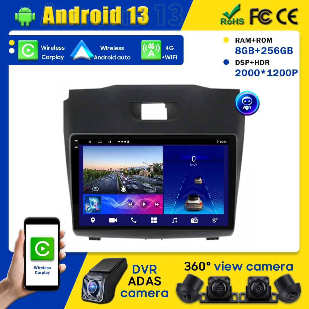 Car Android DVD Auto Radio For Chevrolet TrailBlazer 2 S10 Holden Colorado For Isuzu D-Max DMAX Carplay Head Unit GPS No 2din BT