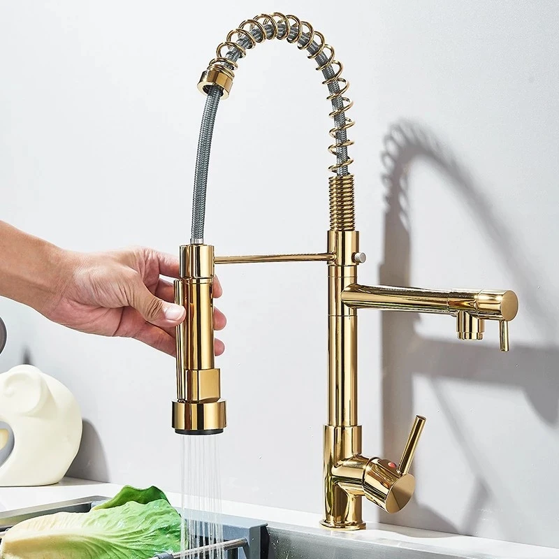 rubinetto-da-cucina-shbshaimy-gold-spring-con-doccetta-estraibile-miscelatore-acqua-calda-e-fredda-con-doppio-beccuccio-girevole