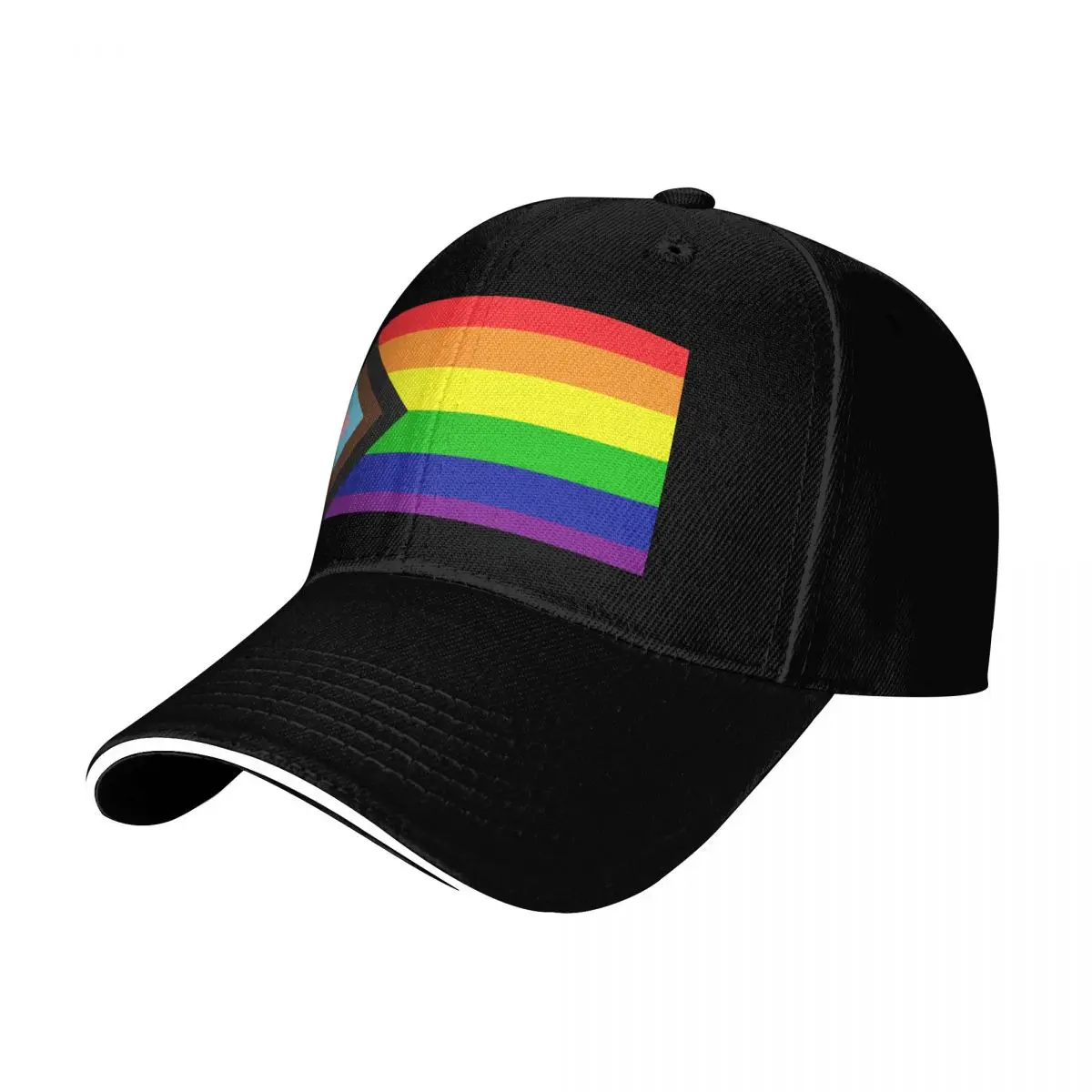 Progress Pride Flag Baseball Cap Breathable Mesh Back Adjustable Buckle Closure Moisture Wicking Quick Dry
