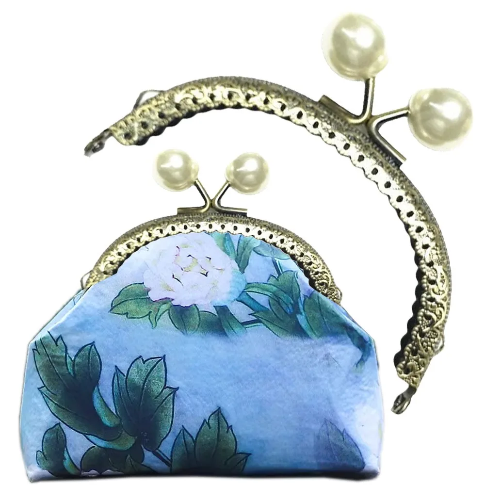 

10 шт. 10,5 см металлические рамки-застежки для сумок с жемчужными бусинами под античную бронзу, для изготовления клатчей и сумок, аксессуары для шитья, застежка-поцелуй