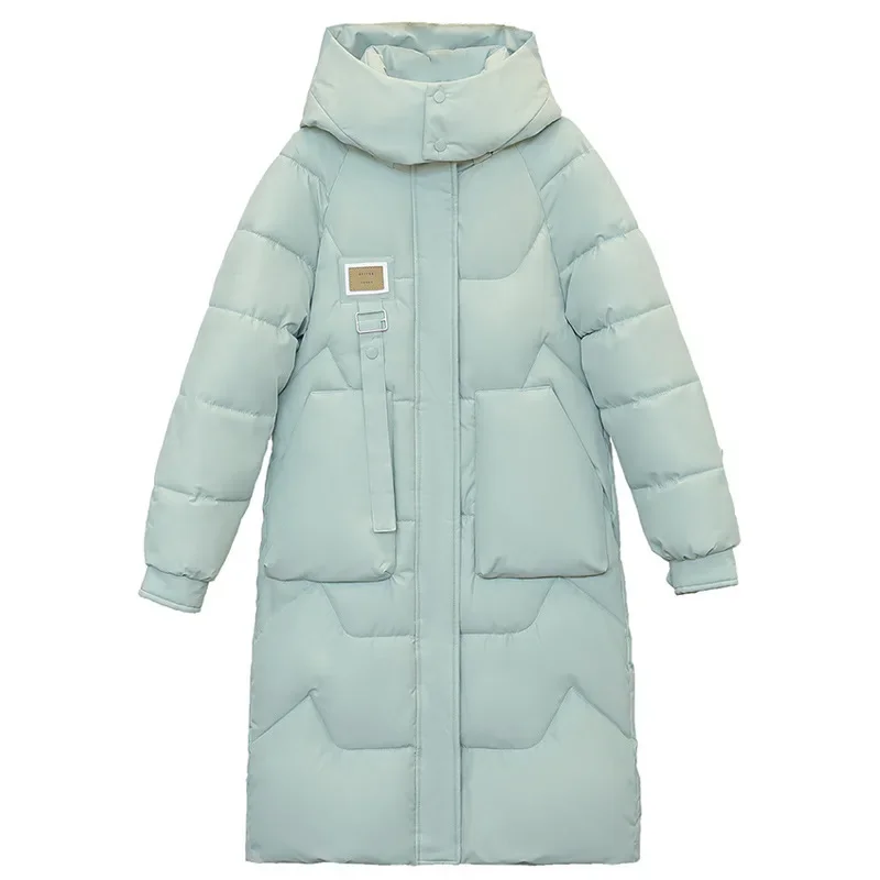 Winter Damen Parka Mantel lässig feste Farbe Kapuze doppelte Knopfleiste wind dichte warme Daunen Baumwoll jacke lose übergroße Oberbekleidung