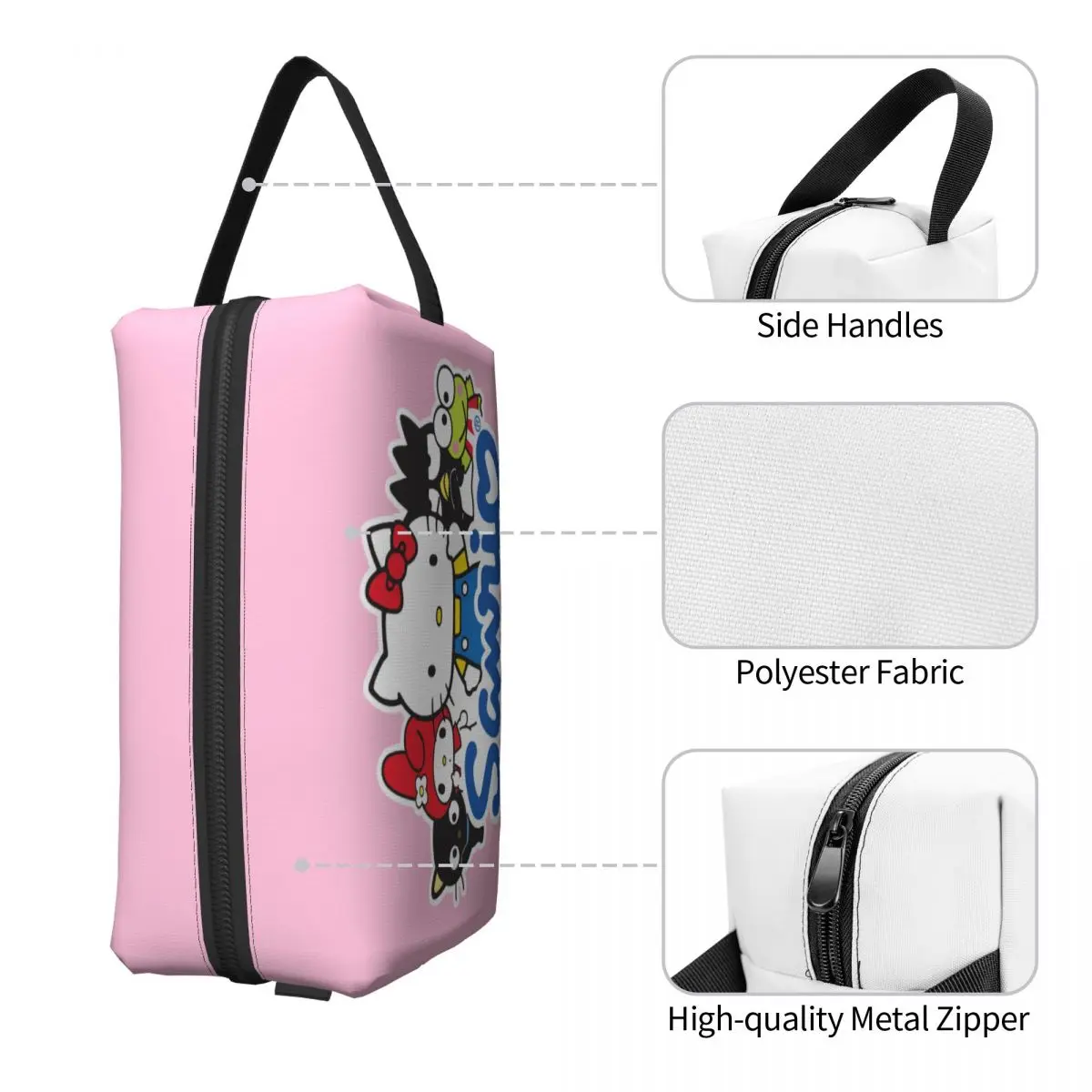 Custom Kitty White Hello Kitty Makeup Bag Women Travel Cosmetic Organizer Kawaii Sanrio Storage Toiletry Bags